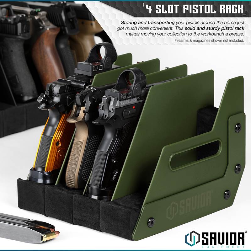 Väska Savior Equipment Pistol Rack 4-slot Grön