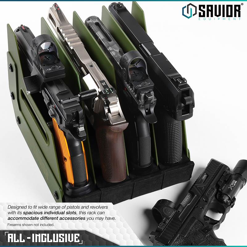 Väska Savior Equipment Pistol Rack 4-slot Grön