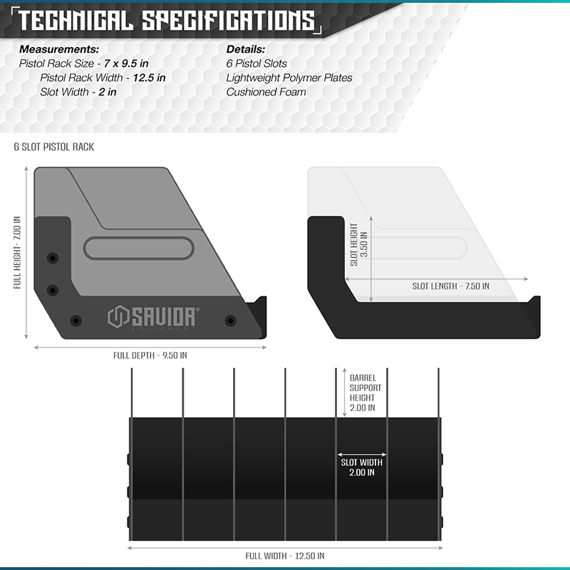 Väska Savior Equipment Pistol Rack 6-slot Svart