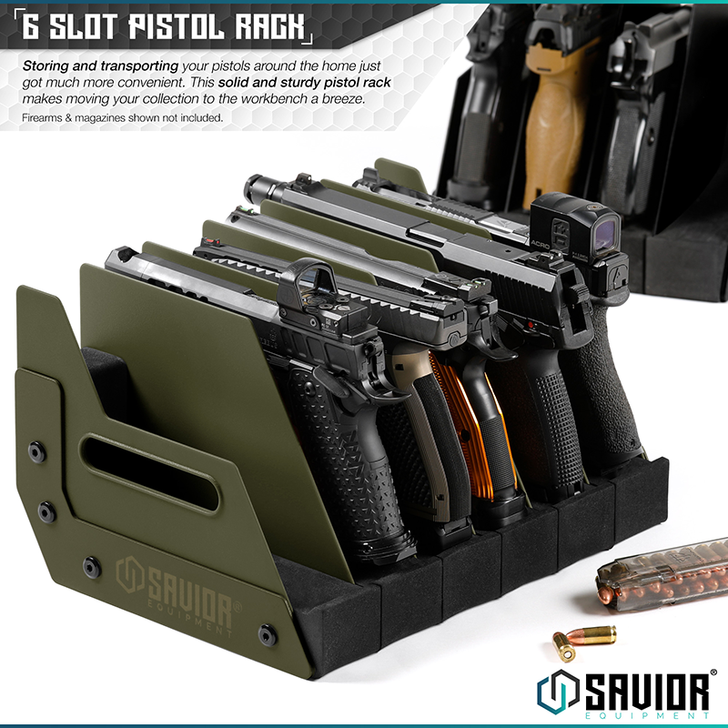 Väska Savior Equipment Pistol Rack 6-slot Grön