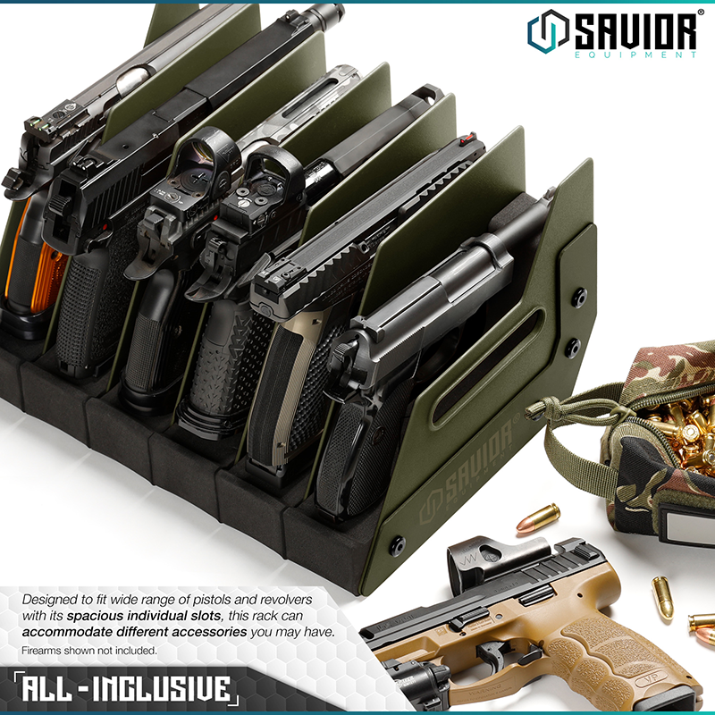 Väska Savior Equipment Pistol Rack 6-slot Grön