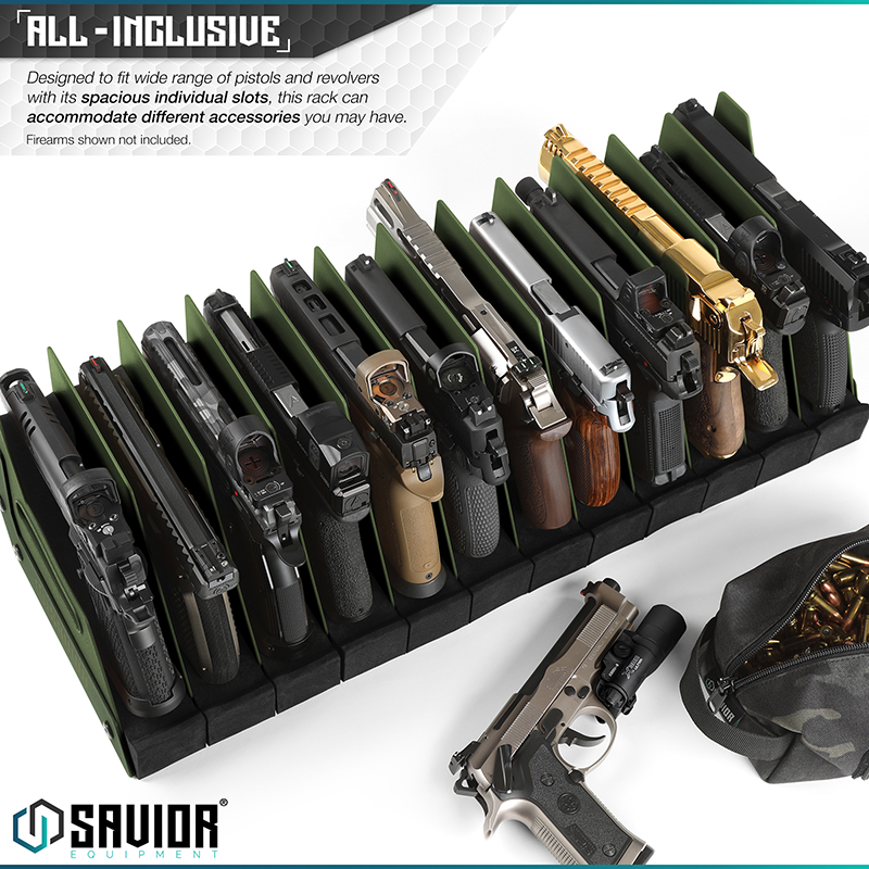 Väska Savior Equipment Pistol Rack 12-slot Grön